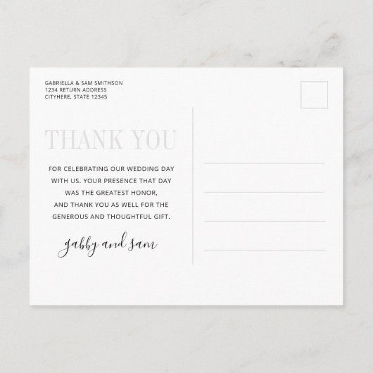 Moderne aardrijkskundige bruiloft Dank u Briefkaar Briefkaart (Achterkant)