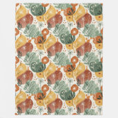 Moderne Aardse Abstracte Bloem Boho Dekbed Fleece Deken (Voorkant)