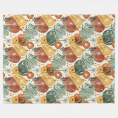Moderne Aardse Abstracte Bloem Boho Dekbed Fleece Deken (Voorkant (Horizontaal))