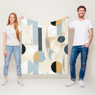 Moderne Aardse Abstracte Geometrische Neutrale Fleece Deken
