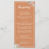 Moderne aardse boho bloemige bruiloft menu (Voorkant)