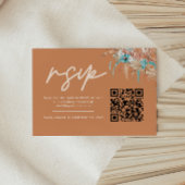 Moderne aardse boho-huwelijk QR-code RSVP Kaartje
