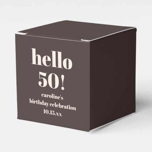 Moderne Aardse Bruine 50e Verjaardag Custom Bedankdoosjes (Voorkant Zijde)