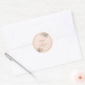 Moderne Aardse Bruine Bloemige Bruiloft Ronde Sticker (Envelop)