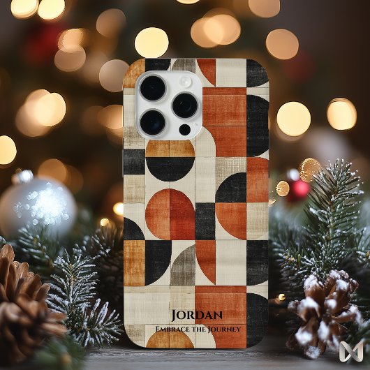 Moderne Aardse Geometrie - Zwarte en Terracotta Ku Case-Mate iPhone Case