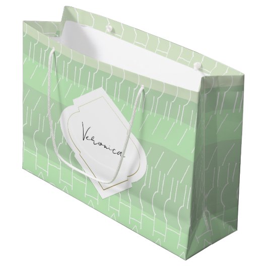 Moderne Aardse Groene Tonen Geometrisch Patroon Groot Cadeauzakje (Voorkant Gekanteld)