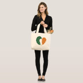 Moderne Aardse Hart Bladeren Canvas Grote Tote Bag (Voorkant (model))