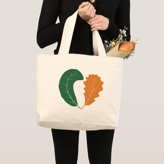 Moderne Aardse Hart Bladeren Canvas Grote Tote Bag (Voorkant (product))