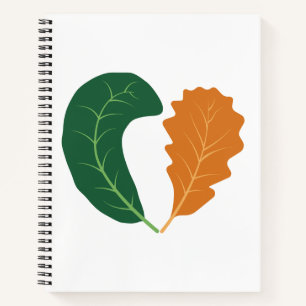 Moderne Aardse Hart Bladeren Canvas Notitieboek