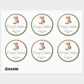 Moderne aardse kerst sticker met eigen familienaam (Vel)