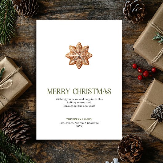 Moderne aardse kerstkoek kerstkaart