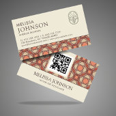 Moderne Aardse Mozaïek Interieur Ontwerper QR Code Visitekaartje
