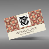 Moderne Aardse Mozaïek Interieur Ontwerper QR Code Visitekaartje