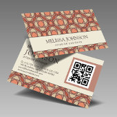 Moderne Aardse Mozaïek Interieur Ontwerper QR Code Visitekaartje