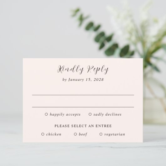 Moderne aardse neutrale bruiloft RSVP kaartje (Staand voorkant)