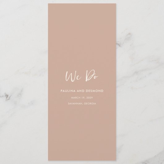 Moderne Aardse Neutrale Eenvoudige Huwelijk Menu (Achterkant)