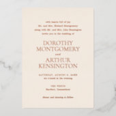 Moderne Aardse Neutrale Elegante Huwelijk Folie Uitnodiging (Voorkant)