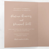 Moderne Aardse Neutrale QR Code Eenvoudige Huwelij Drieluik Uitnodiging (Binnenzijde eerst)