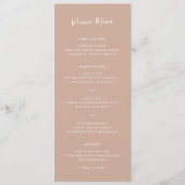 Moderne aardse neutrale simpele bruiloft menu (Voorkant)