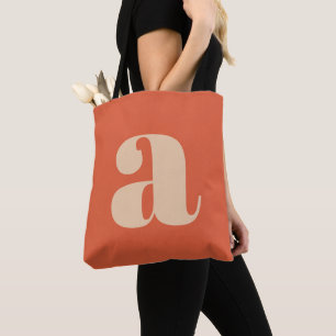 Moderne Aardse Oranje Krachtige Retro Monogram Ini Tote Bag