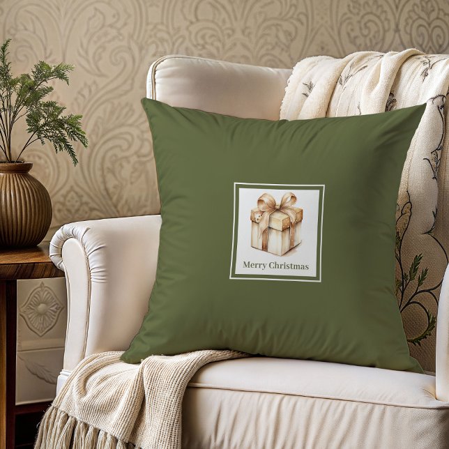 Moderne aardse script familienaam kerstcadeau kussen (
custom surname holiday decorative pillow,
neutral scandinavian christmas cushion cover,
best christ)
