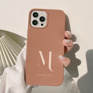 Moderne Aardse Terracotta Op Maat Gemaakte Monogra iPhone 15 Case