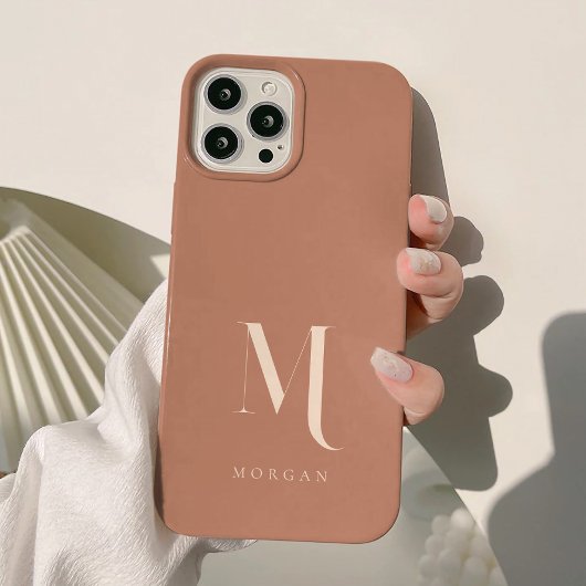 Moderne Aardse Terracotta Op Maat Gemaakte Monogra Case-Mate iPhone Case