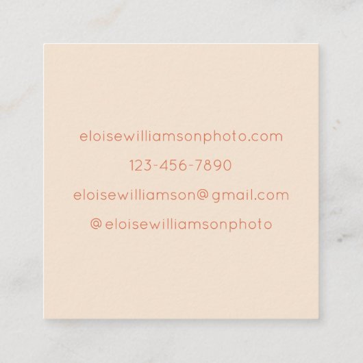 Moderne Aardse Terracotta Sinaasappel Professionel Vierkante Visitekaartje (Achterkant)