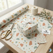 Moderne Aardse Terrazzo | Saliegroen Terracotta Cadeaupapier