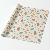 Moderne Aardse Terrazzo | Saliegroen Terracotta Cadeaupapier (Uitgerold)
