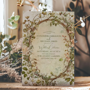 Moderne aardse tinten Boho bloemenbruiloft Kaart