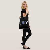 Moderne aardse vreugde op zwart tote bag (Op model)