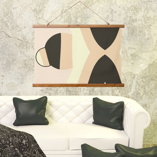 Moderne aardtoongolven maken Abstracte kunst Hangend Wandkleed