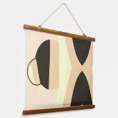 Moderne aardtoongolven maken Abstracte kunst Hangend Wandkleed (Gebogen)