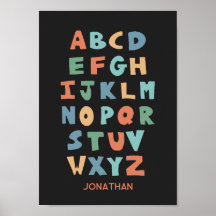 Moderne ABC-alfabet gepersonaliseerde klasposter