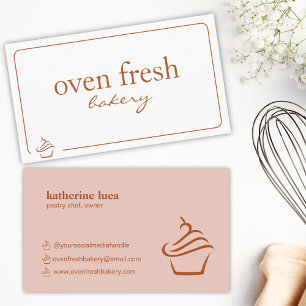 Moderne Abrikoos Witte Cupcake Bakkerij Visitekaartje