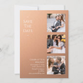 Moderne abrikozen vier foto's bruiloft collage save the date (Voorkant)