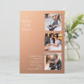 Moderne abrikozen vier foto's bruiloft collage save the date (Staand voorkant)