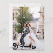 Moderne abrikozen vier foto's bruiloft collage save the date (Achterkant)