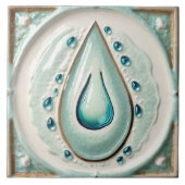 Moderne Abstract Blauw & Wit Water druppel Badkame Tegeltje (Voorkant)