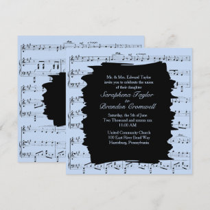 Moderne Abstract Blauwe Muziek Huwelijksuitnodigin Kaart