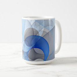 Moderne Abstract Blauwgrijze Fractale Kunst Grafis Koffiemok
