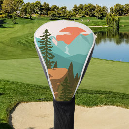 Moderne Abstract Bos, Bergen en Zonsopgang Golfheadcover