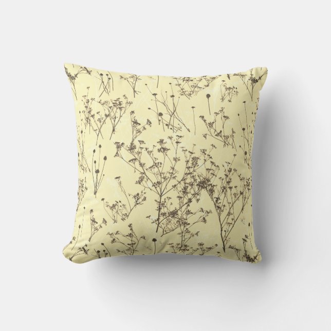 Moderne Abstract Cream Bruin Beige Bloemen Kussen (Voorkant)