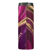 Moderne Abstract-Flow Art-Fuchsia Paarse en Gold- Thermosbeker (Achterkant)