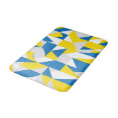 Moderne Abstract Geometrische Blau Geel Witte Kuns Badmat (Gekanteld)