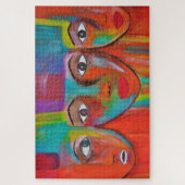 Moderne Abstract geschilderde kleurrijke gezichten Legpuzzel (Verticaal)