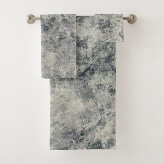 Moderne Abstract Getextureerd Grijs Lavendel Salie Bad Handdoek (Insitu)