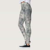 Moderne Abstract Getextureerd Grijs Lavendel Salie Leggings (Links)