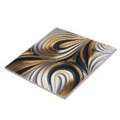 Moderne abstract goud en zilverkeramische tegel tegeltje (Zijkant)